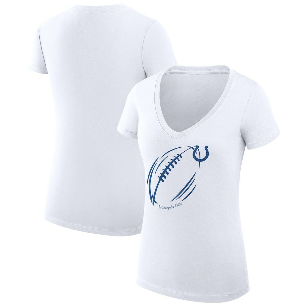 Indianapolis Colts G-III 4Her by Carl Banks Women's Super-Slim Fit Lightweight Subtle Football V-Neck T-Shirt White | NFL