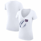 New York Giants G-III 4Her by Carl Banks Women's Super-Slim Fit Lightweight Subtle Football V-Neck T-Shirt White | NFL