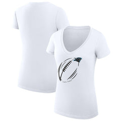 Carolina Panthers G-III 4Her by Carl Banks Women's Super-Slim Fit Lightweight Subtle Football V-Neck T-Shirt White | NFL