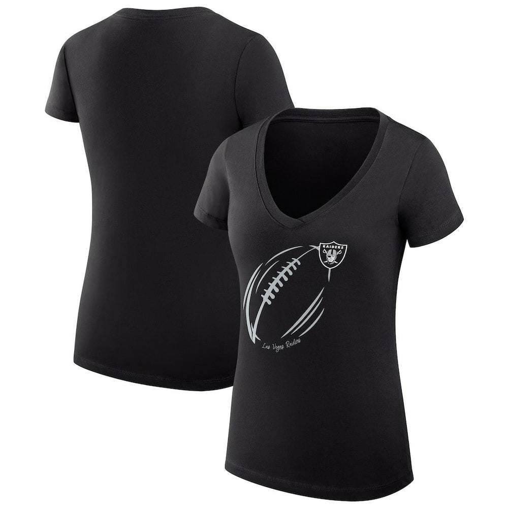 Las Vegas Raiders G-III 4Her by Carl Banks Women's Super-Slim Fit Lightweight Subtle Football V-Neck T-Shirt Black | NFL
