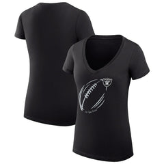 Las Vegas Raiders G-III 4Her by Carl Banks Women's Super-Slim Fit Lightweight Subtle Football V-Neck T-Shirt Black | NFL