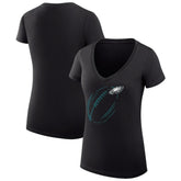 Philadelphia Eagles G-III 4Her by Carl Banks Women's Super-Slim Fit Lightweight Subtle Football V-Neck T-Shirt Black | NFL