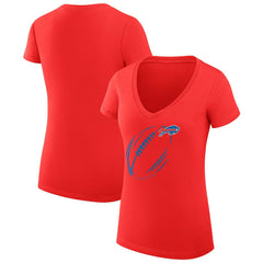 Buffalo Bills G-III 4Her by Carl Banks Women's Super-Slim Fit Lightweight Subtle Football V-Neck T-Shirt Red | NFL
