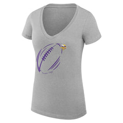 Minnesota Vikings G-III 4Her by Carl Banks Women's Super-Slim Fit Lightweight Subtle Football V-Neck T-Shirt Heather Gray | NFL