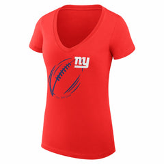 New York Giants G-III 4Her by Carl Banks Women's Super-Slim Fit Lightweight Subtle Football V-Neck T-Shirt Red | NFL