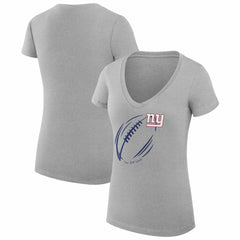 New York Giants G-III 4Her by Carl Banks Women's Super-Slim Fit Lightweight Subtle Football V-Neck T-Shirt Heather Gray | NFL