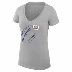 New York Giants G-III 4Her by Carl Banks Women's Super-Slim Fit Lightweight Subtle Football V-Neck T-Shirt Heather Gray | NFL