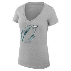 Philadelphia Eagles G-III 4Her by Carl Banks Women's Super-Slim Fit Lightweight Subtle Football V-Neck T-Shirt Heather Gray | NFL