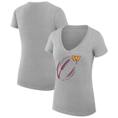 Washington Commanders G-III 4Her by Carl Banks Women's Super-Slim Fit Lightweight Subtle Football V-Neck T-Shirt Heather Gray | NFL