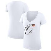 Cincinnati Bengals G-III 4Her by Carl Banks Women's Super-Slim Fit Lightweight Subtle Football V-Neck T-Shirt White | NFL