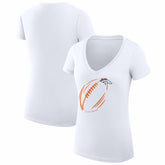 Denver Broncos G-III 4Her by Carl Banks Women's Super-Slim Fit Lightweight Subtle Football V-Neck T-Shirt White | NFL