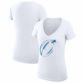 Detroit Lions G-III 4Her by Carl Banks Women's Super-Slim Fit Lightweight Subtle Football V-Neck T-Shirt White | NFL