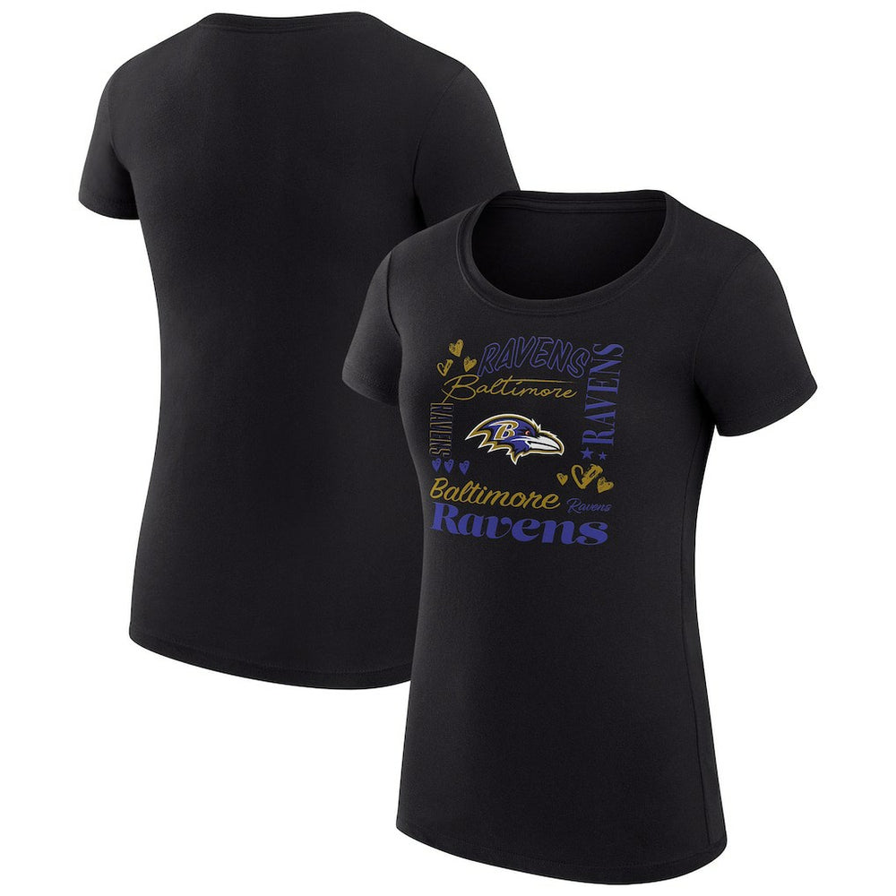 Baltimore Ravens G-III 4Her by Carl Banks Women's Super-Slim Fit Lightweight Collage Team T-Shirt Black | NFL