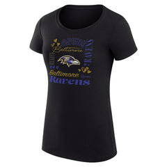Baltimore Ravens G-III 4Her by Carl Banks Women's Super-Slim Fit Lightweight Collage Team T-Shirt Black | NFL