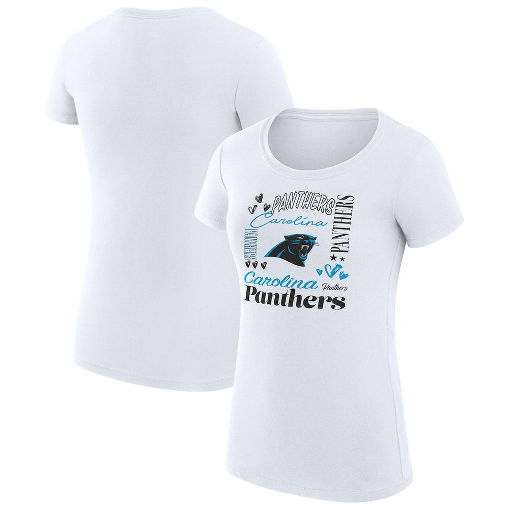 Carolina Panthers G-III 4Her by Carl Banks Women's Super-Slim Fit Lightweight Collage Team T-Shirt White | NFL