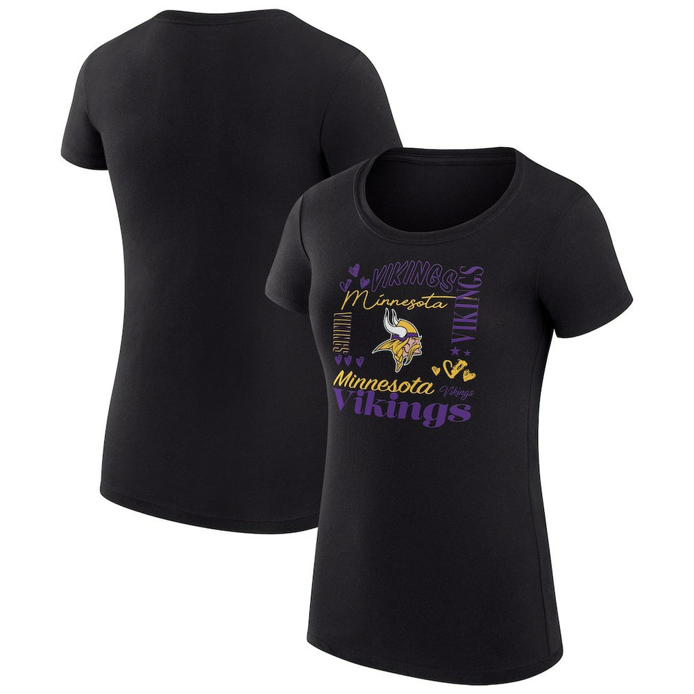 Minnesota Vikings G-III 4Her by Carl Banks Women's Super-Slim Fit Lightweight Collage Team T-Shirt Black | NFL