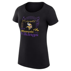 Minnesota Vikings G-III 4Her by Carl Banks Women's Super-Slim Fit Lightweight Collage Team T-Shirt Black | NFL