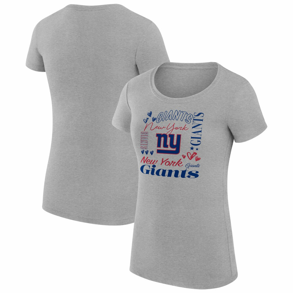 New York Giants G-III 4Her by Carl Banks Women's Super-Slim Fit Lightweight Collage Team T-Shirt Heather Gray | NFL