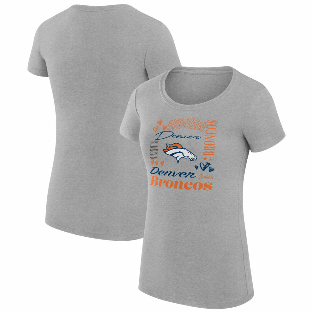Denver Broncos G-III 4Her by Carl Banks Women's Super-Slim Fit Lightweight Collage Team T-Shirt Heather Gray | NFL