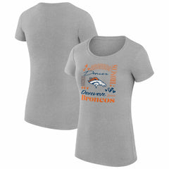 Denver Broncos G-III 4Her by Carl Banks Women's Super-Slim Fit Lightweight Collage Team T-Shirt Heather Gray | NFL