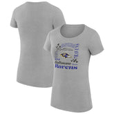 Baltimore Ravens G-III 4Her by Carl Banks Women's Super-Slim Fit Lightweight Collage Team T-Shirt Heather Gray | NFL