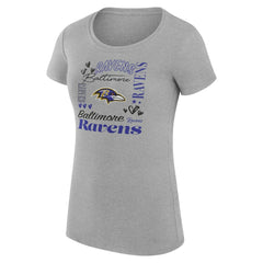 Baltimore Ravens G-III 4Her by Carl Banks Women's Super-Slim Fit Lightweight Collage Team T-Shirt Heather Gray | NFL
