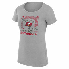 Tampa Bay Buccaneers G-III 4Her by Carl Banks Women's Super-Slim Fit Lightweight Collage Team T-Shirt Heather Gray | NFL