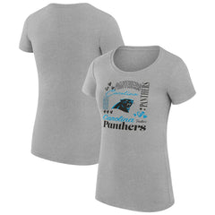 Carolina Panthers G-III 4Her by Carl Banks Women's Super-Slim Fit Lightweight Collage Team T-Shirt Heather Gray | NFL