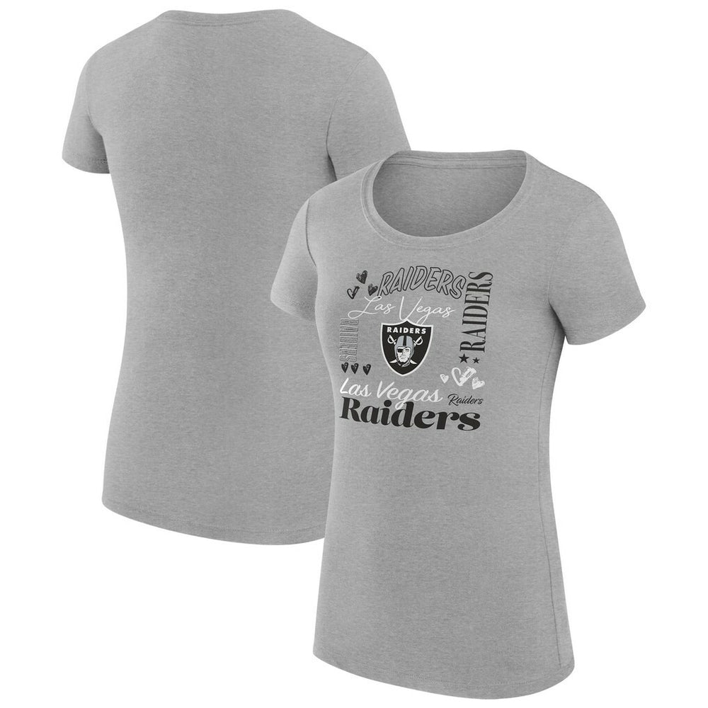 Las Vegas Raiders G-III 4Her by Carl Banks Women's Super-Slim Fit Lightweight Collage Team T-Shirt Heather Gray | NFL