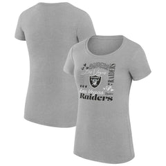 Las Vegas Raiders G-III 4Her by Carl Banks Women's Super-Slim Fit Lightweight Collage Team T-Shirt Heather Gray | NFL