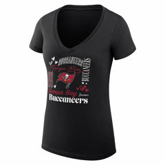 Tampa Bay Buccaneers G-III 4Her by Carl Banks Women's Super-Slim Fit Lightweight Collage Team V-Neck T-Shirt Black | NFL