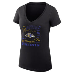 Baltimore Ravens G-III 4Her by Carl Banks Women's Super-Slim Fit Lightweight Collage Team V-Neck T-Shirt Black | NFL