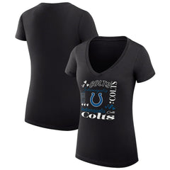 Indianapolis Colts G-III 4Her by Carl Banks Women's Super-Slim Fit Lightweight Collage Team V-Neck T-Shirt Black | NFL