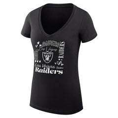 Las Vegas Raiders G-III 4Her by Carl Banks Women's Super-Slim Fit Lightweight Collage Team V-Neck T-Shirt Black | NFL