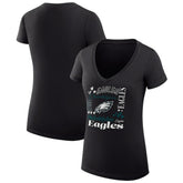 Philadelphia Eagles G-III 4Her by Carl Banks Women's Super-Slim Fit Lightweight Collage Team V-Neck T-Shirt Black | NFL