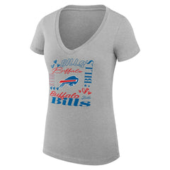 Buffalo Bills G-III 4Her by Carl Banks Women's Super-Slim Fit Lightweight Collage Team V-Neck T-Shirt Heather Gray | NFL