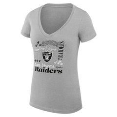 Las Vegas Raiders G-III 4Her by Carl Banks Women's Super-Slim Fit Lightweight Collage Team V-Neck T-Shirt Heather Gray | NFL
