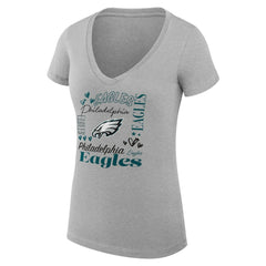 Philadelphia Eagles G-III 4Her by Carl Banks Women's Super-Slim Fit Lightweight Collage Team V-Neck T-Shirt Heather Gray | NFL