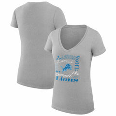 Detroit Lions G-III 4Her by Carl Banks Women's Super-Slim Fit Lightweight Collage Team V-Neck T-Shirt Heather Gray | NFL
