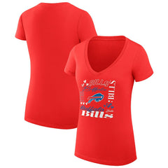 Buffalo Bills G-III 4Her by Carl Banks Women's Super-Slim Fit Lightweight Collage Team V-Neck T-Shirt Red | NFL