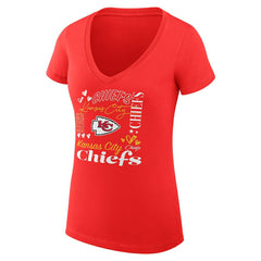 Kansas City Chiefs G-III 4Her by Carl Banks Women's Super-Slim Fit Lightweight Collage Team V-Neck T-Shirt Red | NFL