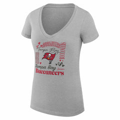 Tampa Bay Buccaneers G-III 4Her by Carl Banks Women's Super-Slim Fit Lightweight Collage Team V-Neck T-Shirt Heather Gray | NFL