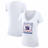 New York Giants G-III 4Her by Carl Banks Women's Super-Slim Fit Lightweight Collage Team V-Neck T-Shirt White | NFL
