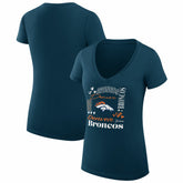 Denver Broncos G-III 4Her by Carl Banks Women's Super-Slim Fit Lightweight Collage Team V-Neck T-Shirt Navy | NFL