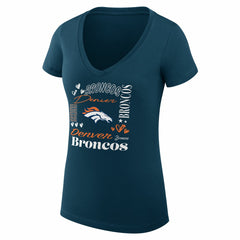 Denver Broncos G-III 4Her by Carl Banks Women's Super-Slim Fit Lightweight Collage Team V-Neck T-Shirt Navy | NFL