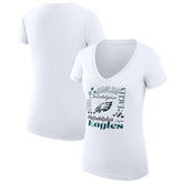 Philadelphia Eagles G-III 4Her by Carl Banks Women's Super-Slim Fit Lightweight Collage Team V-Neck T-Shirt White | NFL