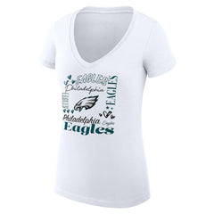 Philadelphia Eagles G-III 4Her by Carl Banks Women's Super-Slim Fit Lightweight Collage Team V-Neck T-Shirt White | NFL