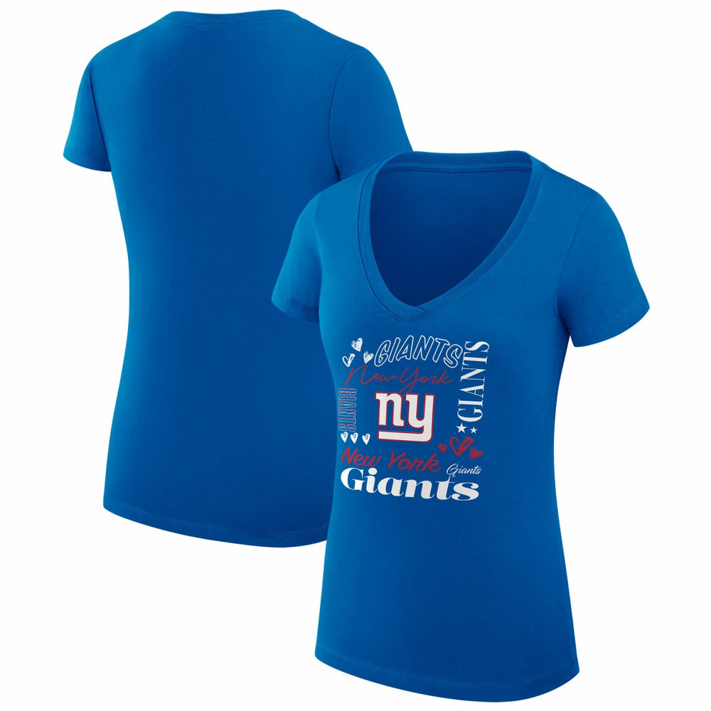New York Giants G-III 4Her by Carl Banks Women's Super-Slim Fit Lightweight Collage Team V-Neck T-Shirt Royal | NFL