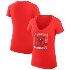 Tampa Bay Buccaneers G-III 4Her by Carl Banks Women's Super-Slim Fit Lightweight Collage Team V-Neck T-Shirt Red | NFL