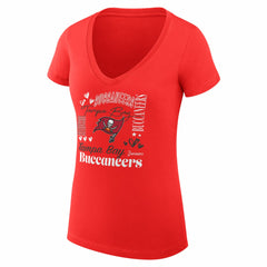 Tampa Bay Buccaneers G-III 4Her by Carl Banks Women's Super-Slim Fit Lightweight Collage Team V-Neck T-Shirt Red | NFL